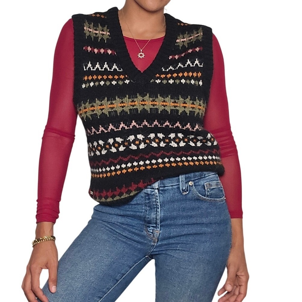 Scotch & Soda Fair Isle Knit Sweater Vest Multicolor Pattern XS Preppycore - Picture 6 of 6